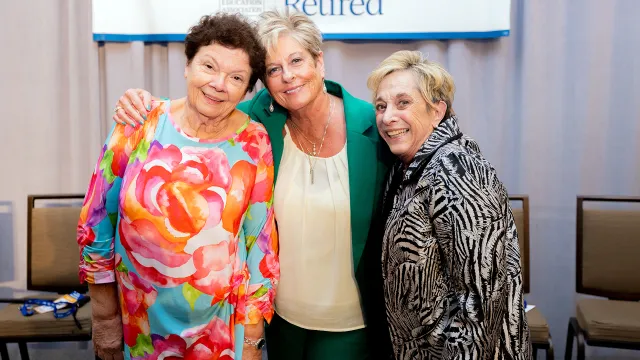 NEA-Retired leaders Brenda McGown, Anita Gibson, and Marilyn Warner stand together