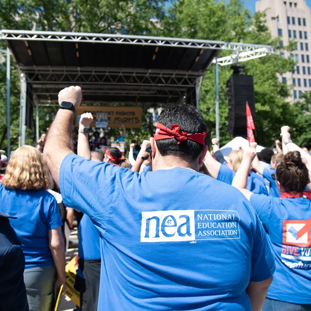 NEA member raised fist