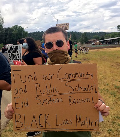 Kimo Homer at Black Lives Matter protest