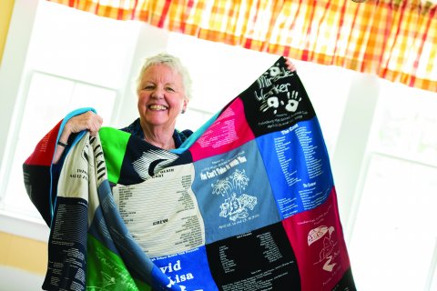 Marti Franks and quilt