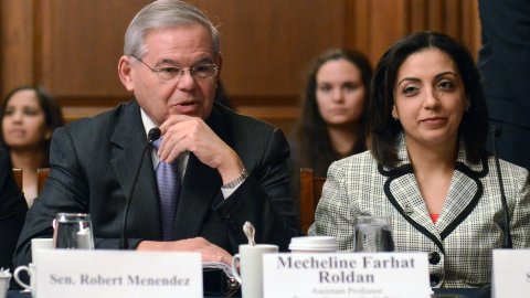 NEA member Mecheline Farhat Roldan and Senator Robert Menendez on Capitol Hill