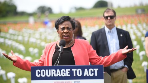 NEA President Becky Pringle at Giffords Gun Violence Press Conference on the National Mall in June 2022