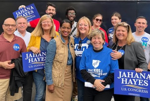 Rep. Hayes with educators before election 2022