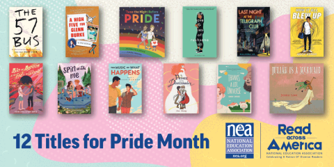 Twitter image for Read Across America books for Pride Month