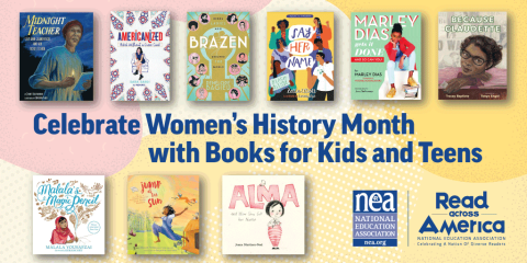 Twitter image for Read Across America books for Women's History Month