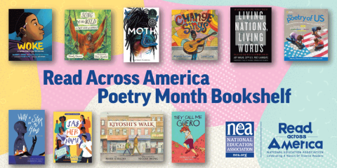 Collage of book covers for National Poetry Month