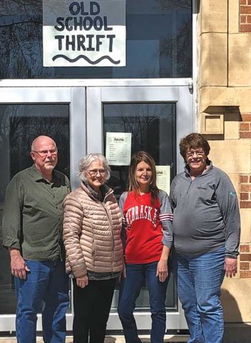 Former teachers David Shrader, Joan Maple, Cheryl Shwager, and Bev Krutz turned an abandoned school into a thrift store that serves Orchard, Neb.