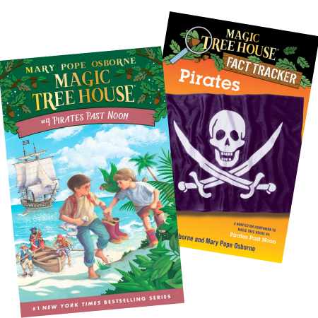 Magic Tree House book covers for Pirates Past Noon and Fact Tracker Pirates