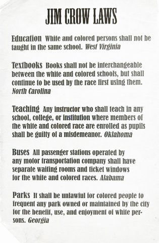 List of Jim Crow Laws
