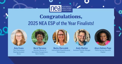 graphic that says congratulations to 2025 NEA ESP of the Year finalists 