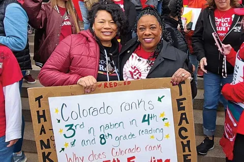 Becky Pringle with a Colorado member.