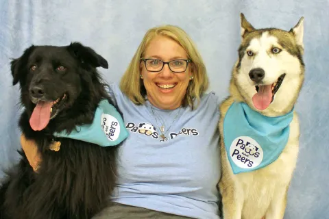 Bear and Olaf with Kino Junior High School STEM teacher Nancy Parra-Quinlan.