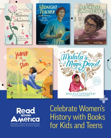 A collage of picture book covers for Women's History Month