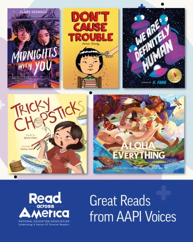 A collage of picture book covers for Asian America and Pacific Islanders Month